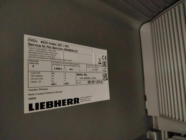 Chłodnia przeszklona Liebherr 422 litry