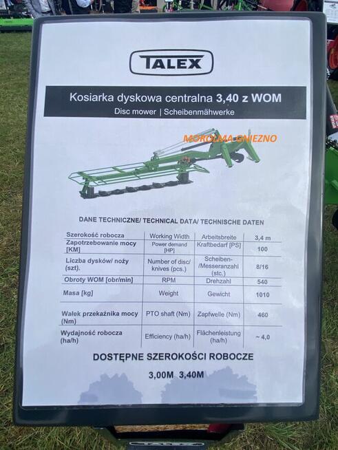 Kosiarka dyskowa centralna MAXI CUT TALEX z WOM 3,0 m centra