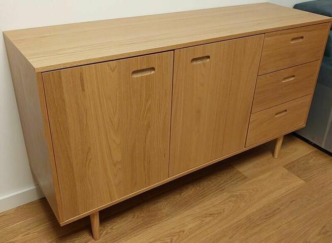 Komoda dębowa 150 cm, 3 szuflady, 2 drzwi