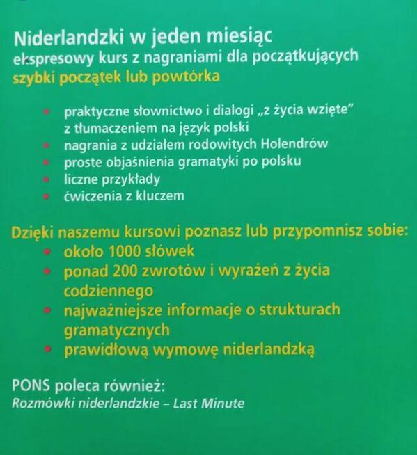 NIDERLANDZKI HOLENDERSKI w 1 miesiąc + CD samouczek dla pocz