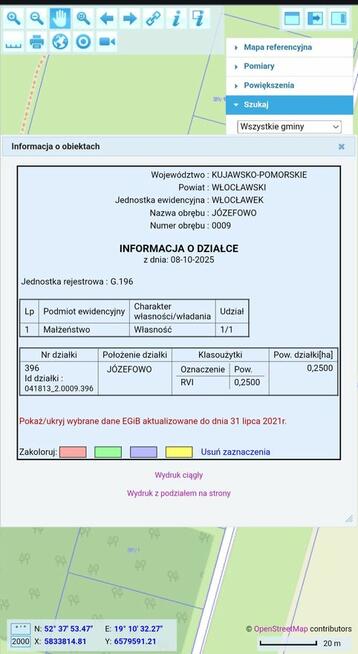 Działka budowlana 25 arów z warunkami zabudowy – Józefowo, g