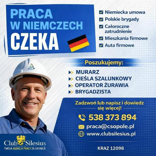 Cieśla szalunkowy Niemcy całoroczna robota