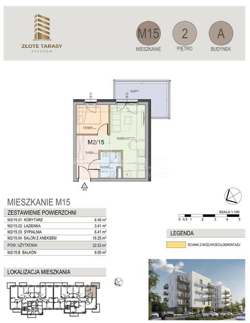 M15 | 32,53 m² | 2 pokoje | balkon | 2 piętro