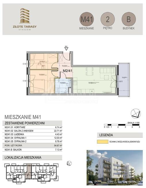 M41 | 54,67 m² | 3 pokoje | balkon | 2 piętro