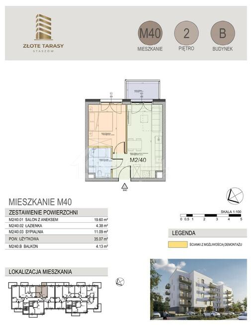 M40 | 35,07 m² | 2 pokoje | balkon | 2 piętro