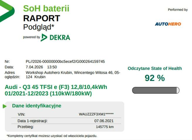 Audi Q3 FV23 45TFSIe Automat PHEV Sportback Navi Tempomat Grzane Fotele Kamera