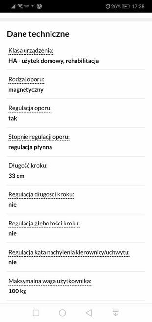 Orbitrek treningowy rehabilitacyjny