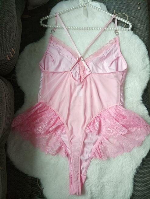 Satynowe body z falbanką, XL