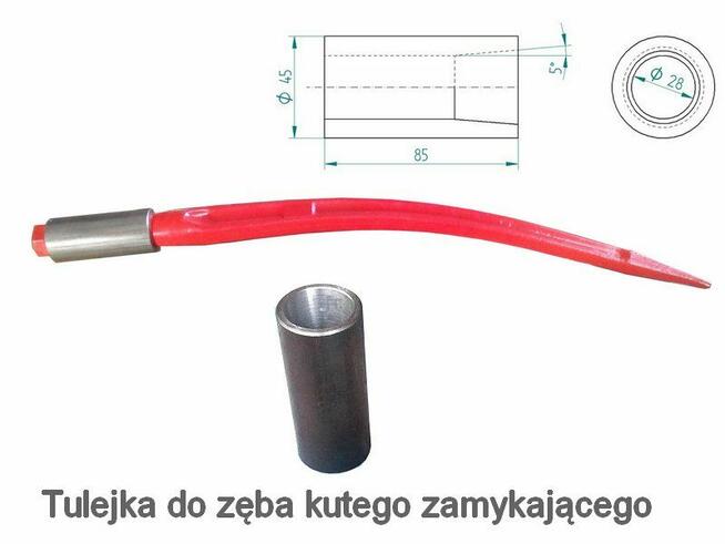 Tulejka do zęba wideł obornika, tur , krokodyl , ładować