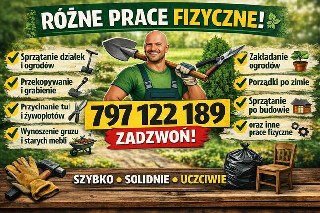 PRACE FIZYCZNE WYKONAM RÓŻNE ZAPRASZAM