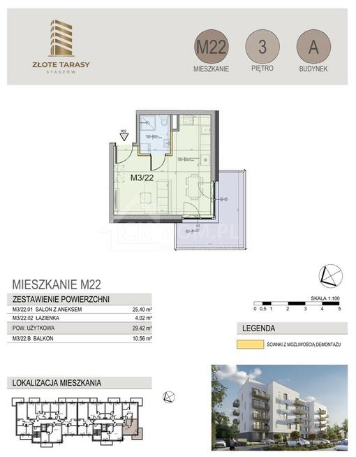 M22 | 29,42 m² | 1 pokój | balkon | 3 piętro