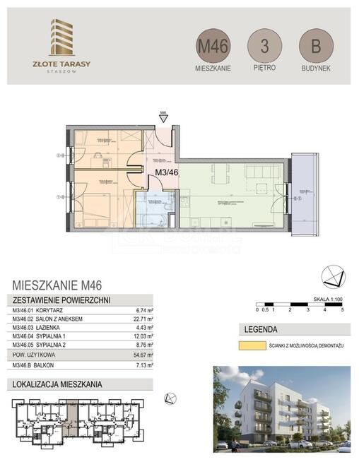 M45 | 35,07 m² | 2 pokoje | balkon | 3 piętro