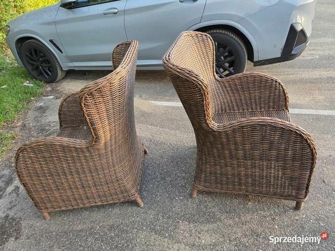 Fotele ogrodowe na taras Rattan wiklina 4 szt. z poduszkami