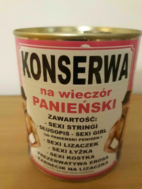 Upominek Konserwa na Wieczór Panieński super prezent