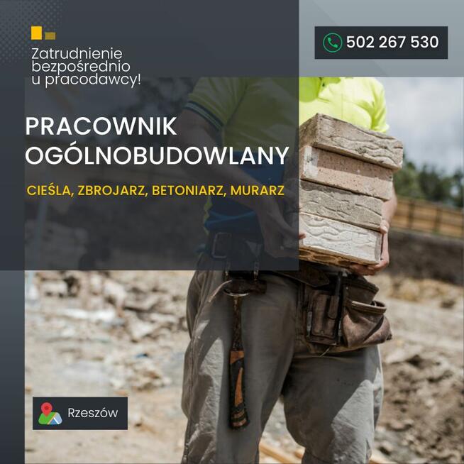 praca Rzeszów. pracownik fizyczby/budowlany - 9 000zł
