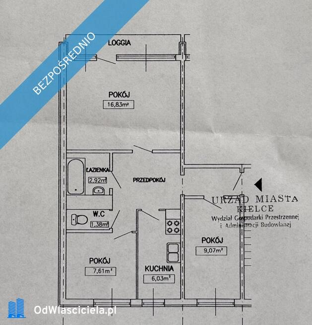 Jasne mieszkanie z loggią i szeroką panoramą Kielc, 3 pokoje, 54 m²
