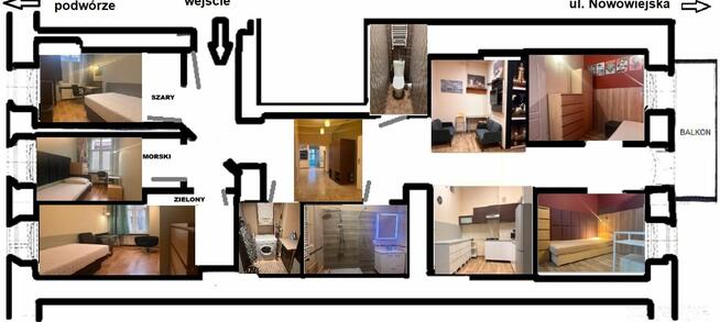 trzy pokoje jednoosobowe blisko pl. Grunwaldzkiego