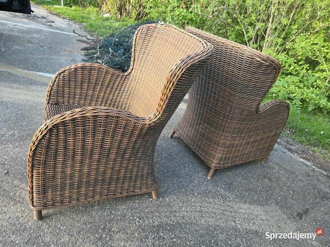 Fotele ogrodowe na taras Rattan wiklina 4 szt. z poduszkami