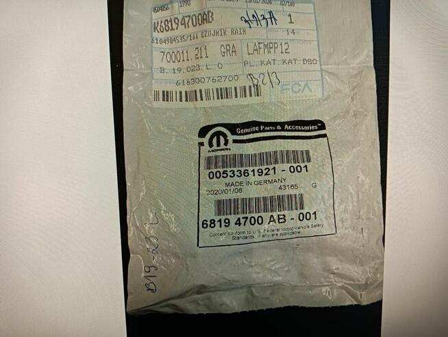 Czujnik Deszczu Orginalny Chrysler Dodge Jeep K68194700AB
