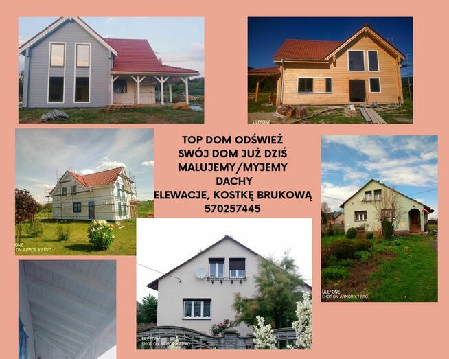 Malowanie elewacji, dachów, podbitki, remont kominów