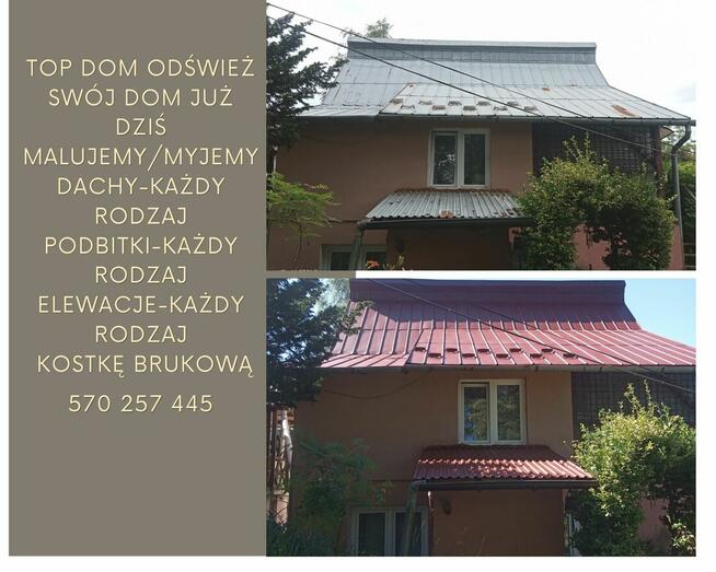 Malowanie elewacji, dachów, podbitki, remont kominów