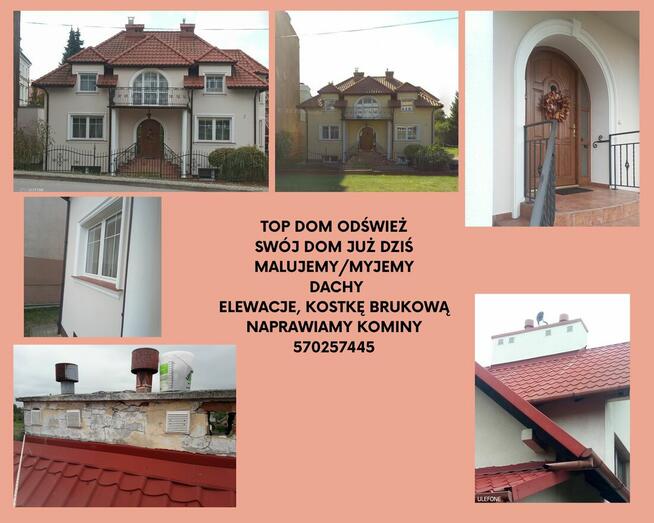Malowanie elewacji, dachów, podbitki, remont kominów