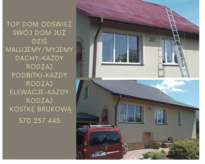 Malowanie elewacji, dachów, podbitki, remont kominów