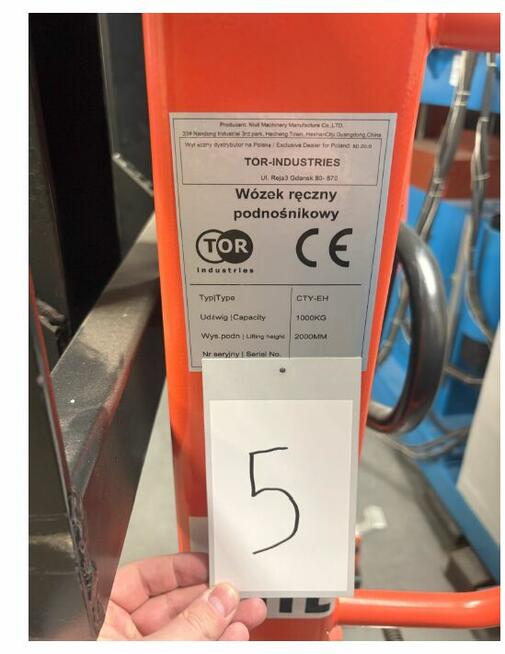 Wózek ręczny podnośnikowy type ctv-ehTor industries