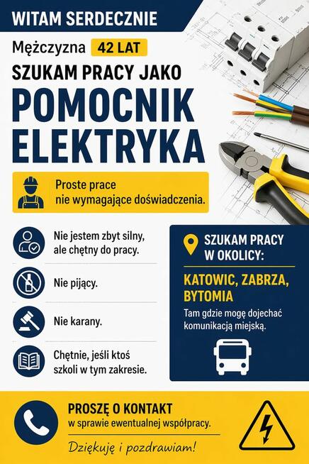 Szukam pracy pomocnik elektryka