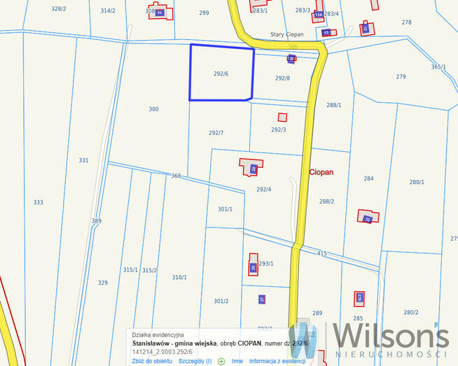 Działka budowlana Ciopan gm. Stanisławów,