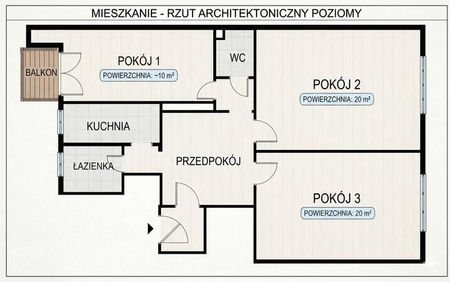 Mieszkanie ul. Mazowiecka 83,1m2 - 3 pokoje bezpośrednio