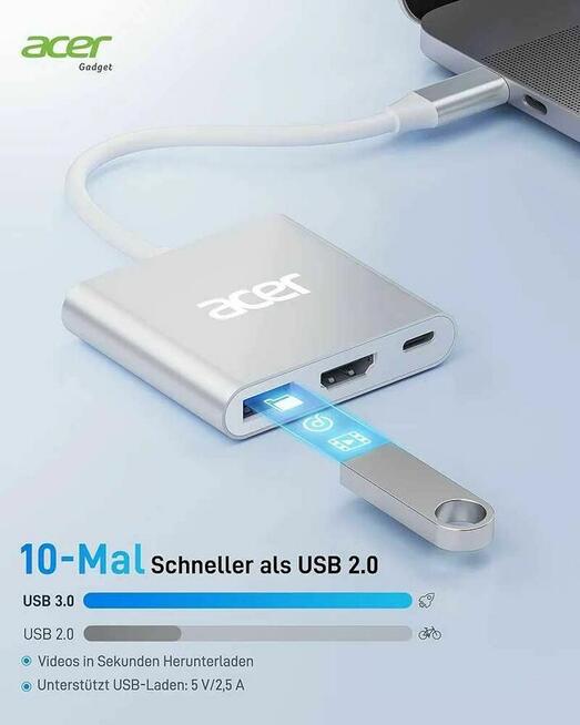 Adapter HUB USBC HDMI USB3.0 przejściówka rozdzielacz
