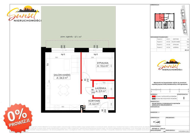 50m², 2- pokoje, Duży Ogród 63m²,Marki, ul. Kościuszki
