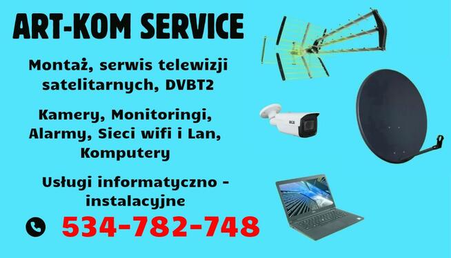 Montaż monitoringów, anten TV SAT, internet, alarmy.