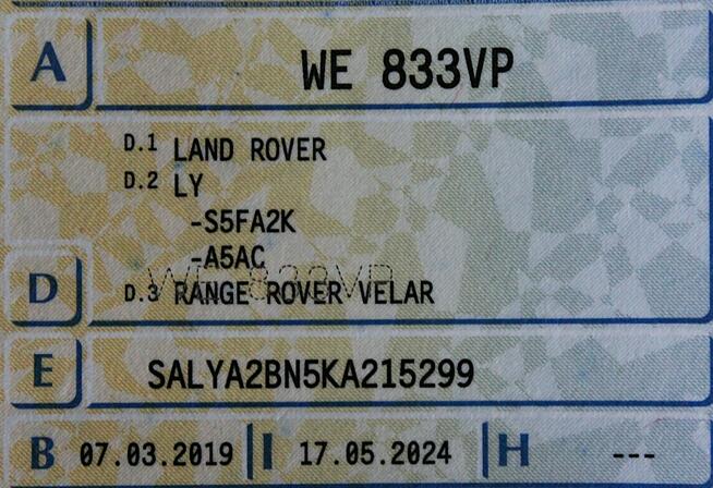 Land Rover Range Rover VELAR Navi El.Klapa Kamera 4x4 SalonPL Pak.Black Podg.Szyba FV23% Gwarancja