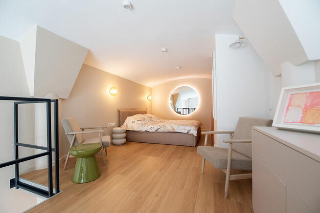 NOWY loft blisko CENTRUM, salon, sypialnia, m.parkingowe