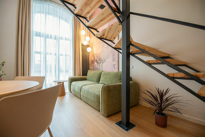 NOWY loft blisko CENTRUM, salon, sypialnia, m.parkingowe