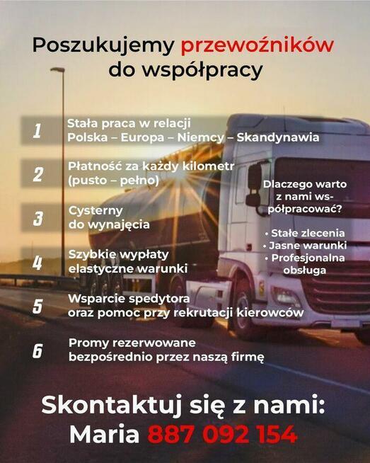 Poszukujemy przewoźników do współpracy