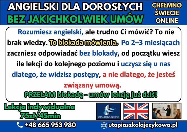 LEKCJA ANGIELSKIEGO BEZ UMOWY 1 NA 1
