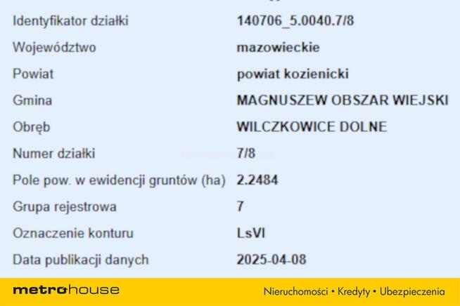 Działka leśna 22 484 m² – godzina od Warszawy!
