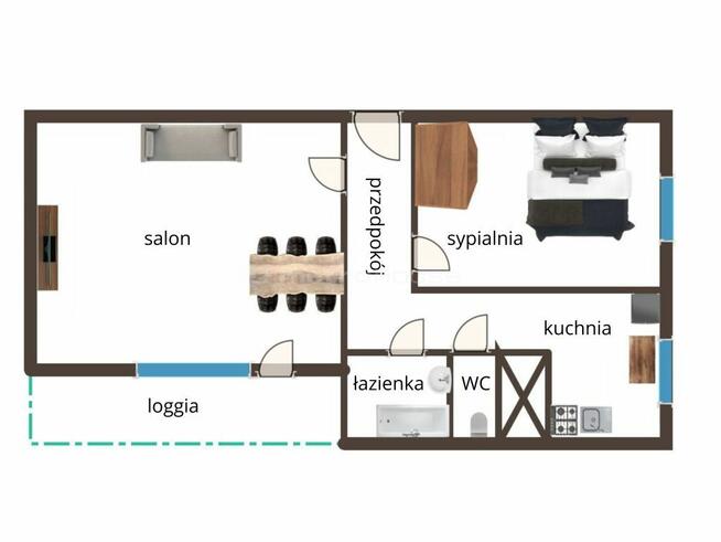 Dwupokojowe 48 m2, z balkonem. Jelcz_Laskowice