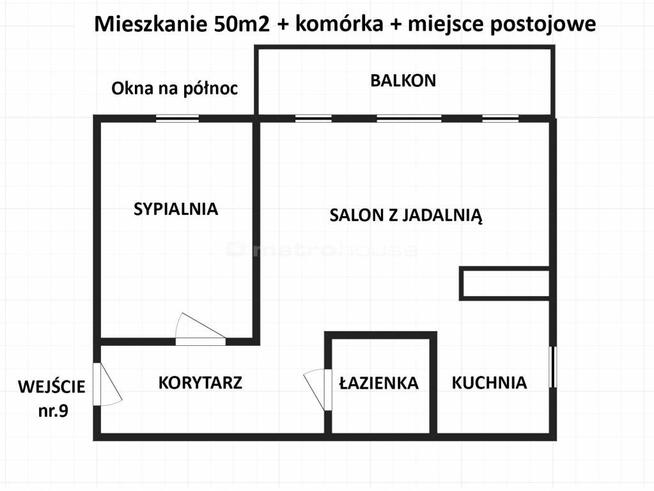 Mieszkanie 50m2, 2 pokoje, balkon, Sarni Stok.