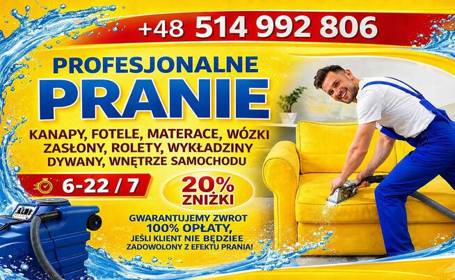 Pranie Tapicerki Sof Kanap Foteli Krzeseł Wersalki Materaca