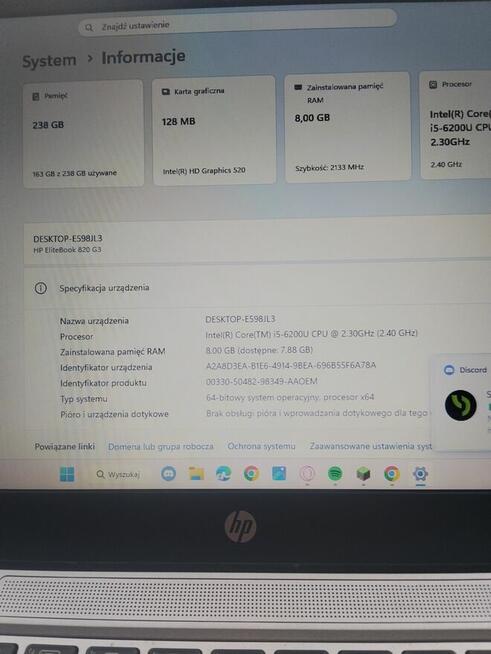 HP EliteBook 820 G3 - | i5 | 8GB RAM | 256GB SSD | Lekki i M