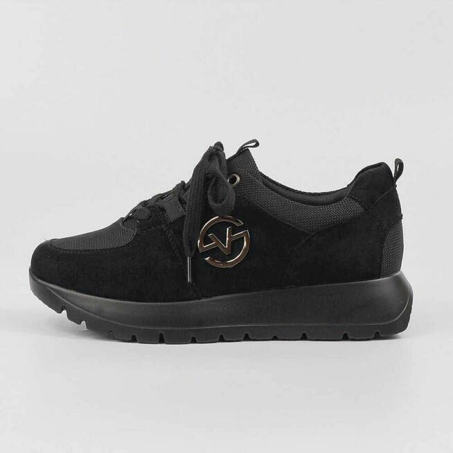 Czarne zamszowe sneakersy damskie na platformie Vinceza
