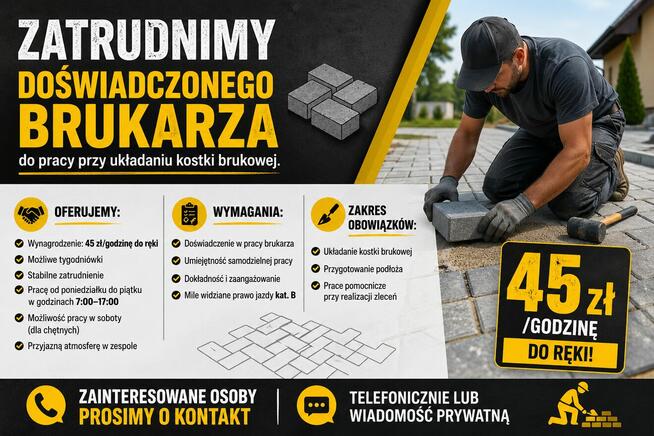 Brukarz - praca od zaraz