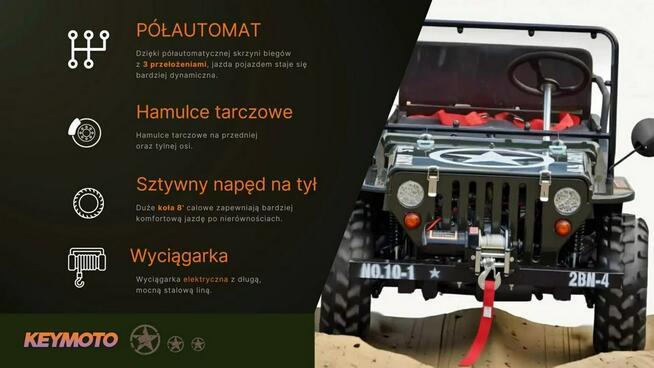 Inna Inny BUGGY UTV JEEP 150cc KEYMOTO Półautomat Wyciągarka LED Hak Szyba