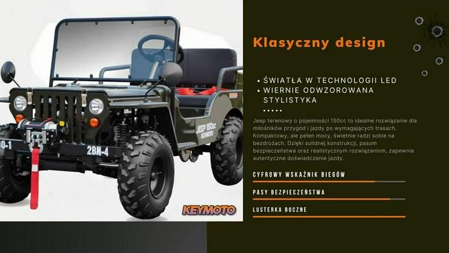 Inna Inny BUGGY UTV JEEP 150cc KEYMOTO Półautomat Wyciągarka LED Hak Szyba