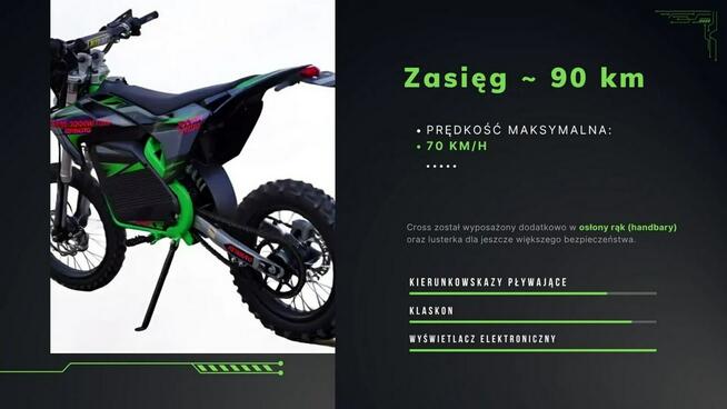 Inna Inny Cross ELEKTRYCZNY 3000W 72V 32Ah Keymoto KOŁA 17/14 cali Li-Ion LED
