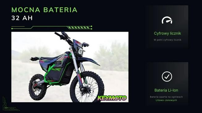 Inna Inny Cross ELEKTRYCZNY 3000W 72V 32Ah Keymoto KOŁA 17/14 cali Li-Ion LED